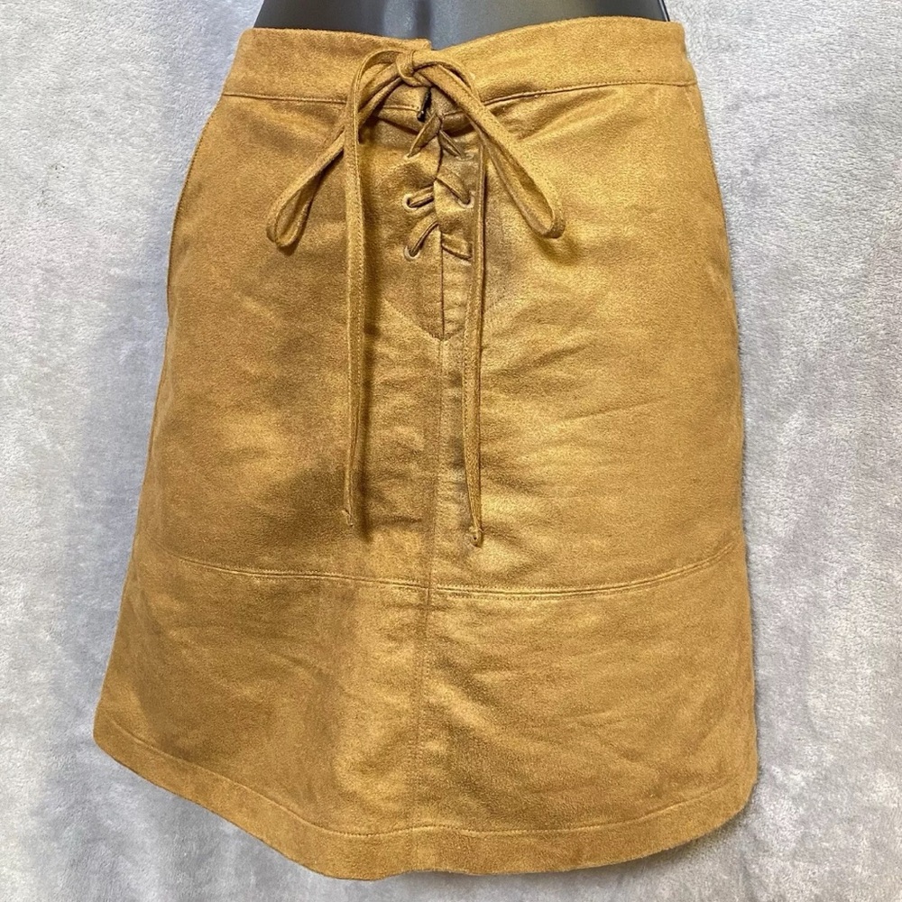 LC Lauren Conrad Tan Mini Skirt with Tie Front